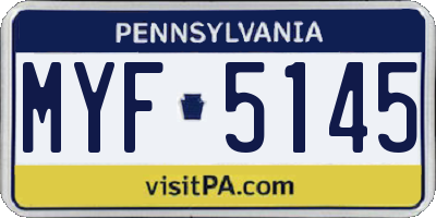 PA license plate MYF5145