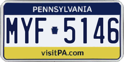 PA license plate MYF5146