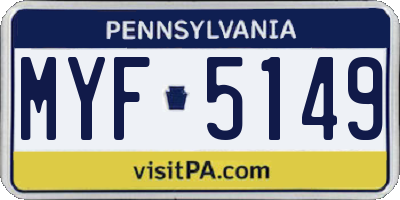PA license plate MYF5149