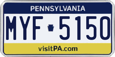 PA license plate MYF5150