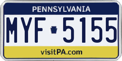 PA license plate MYF5155