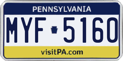 PA license plate MYF5160