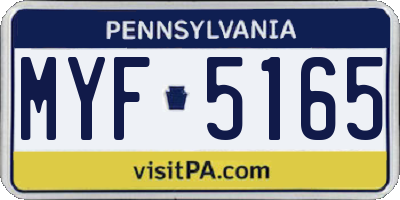 PA license plate MYF5165