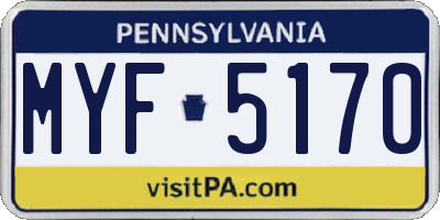 PA license plate MYF5170