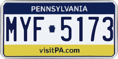 PA license plate MYF5173