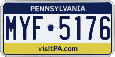 PA license plate MYF5176