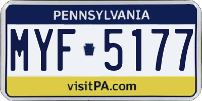 PA license plate MYF5177