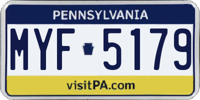 PA license plate MYF5179