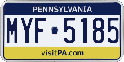 PA license plate MYF5185