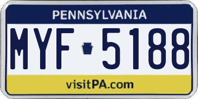 PA license plate MYF5188
