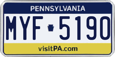 PA license plate MYF5190