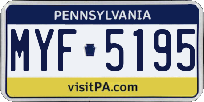 PA license plate MYF5195