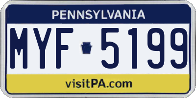 PA license plate MYF5199