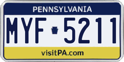 PA license plate MYF5211
