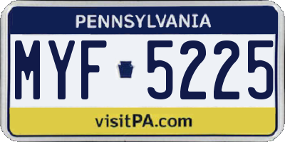 PA license plate MYF5225