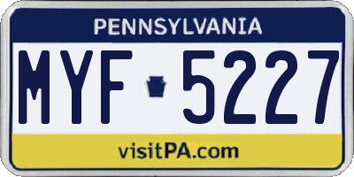 PA license plate MYF5227