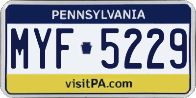 PA license plate MYF5229