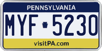 PA license plate MYF5230