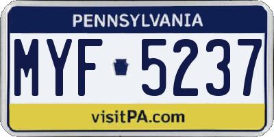 PA license plate MYF5237