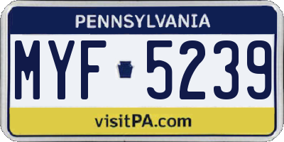 PA license plate MYF5239