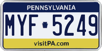 PA license plate MYF5249