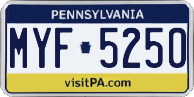 PA license plate MYF5250