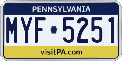 PA license plate MYF5251