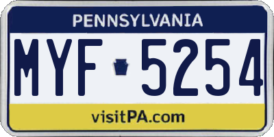 PA license plate MYF5254