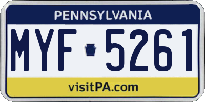PA license plate MYF5261