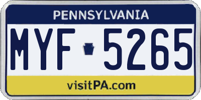 PA license plate MYF5265