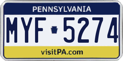 PA license plate MYF5274