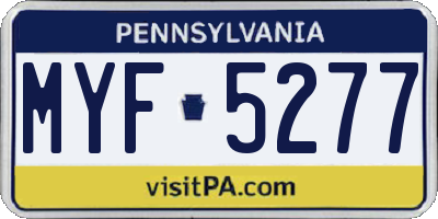 PA license plate MYF5277