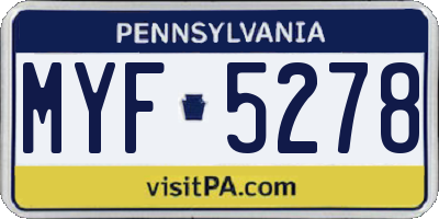 PA license plate MYF5278