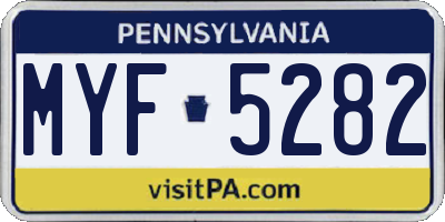 PA license plate MYF5282