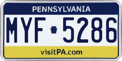 PA license plate MYF5286