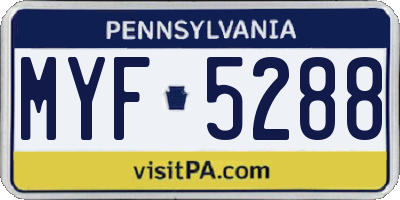 PA license plate MYF5288