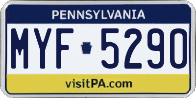 PA license plate MYF5290