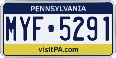PA license plate MYF5291