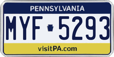 PA license plate MYF5293