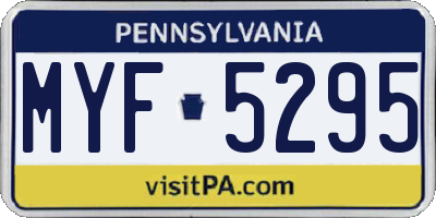 PA license plate MYF5295