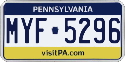 PA license plate MYF5296