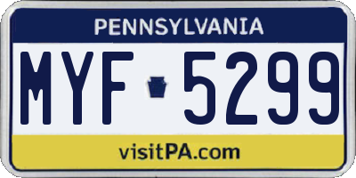 PA license plate MYF5299