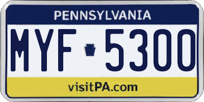 PA license plate MYF5300