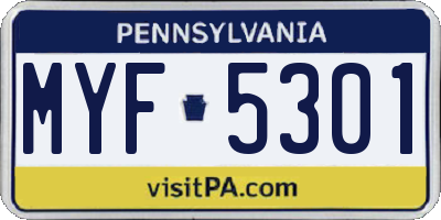 PA license plate MYF5301
