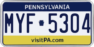 PA license plate MYF5304