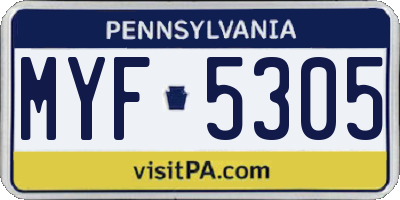 PA license plate MYF5305