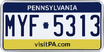 PA license plate MYF5313