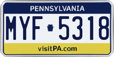 PA license plate MYF5318