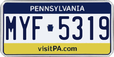 PA license plate MYF5319