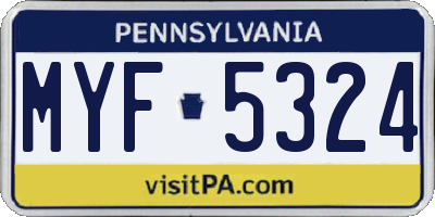 PA license plate MYF5324